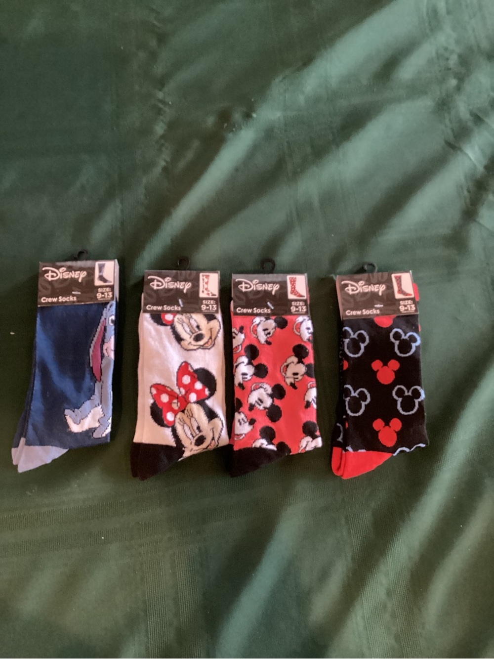 Disney Black Socks with Red & Light Blue Mickey Icons